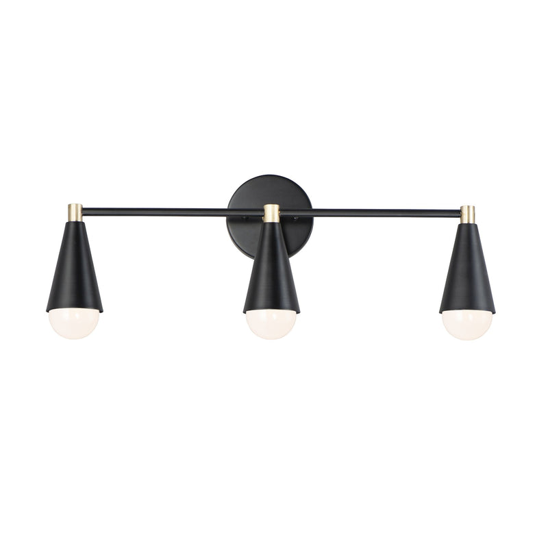 Lovell 3 Light Bath Vanity in Black / Satin Brass
