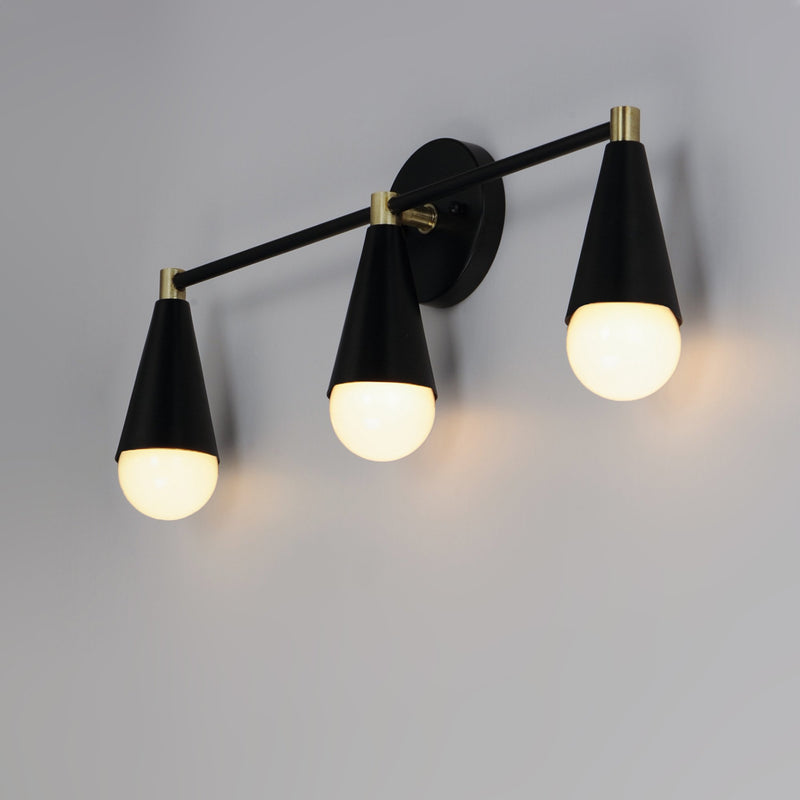 Lovell 3 Light Bath Vanity in Black / Satin Brass