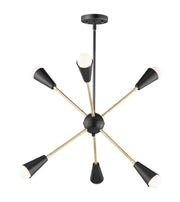 Lovell 6 Light Chandelier in Black / Satin Brass