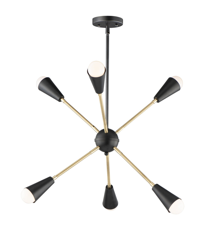 Lovell 6 Light Chandelier in Black / Satin Brass