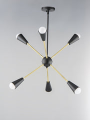 Lovell 6 Light Chandelier in Black / Satin Brass