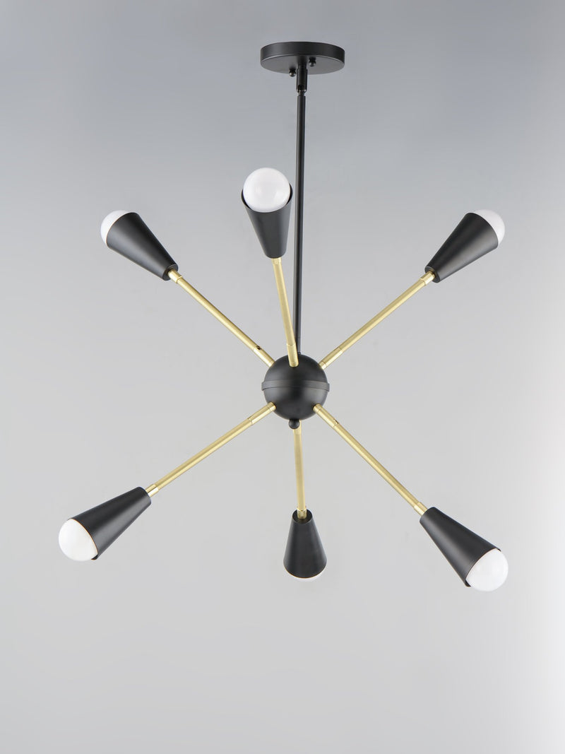 Lovell 6 Light Chandelier in Black / Satin Brass