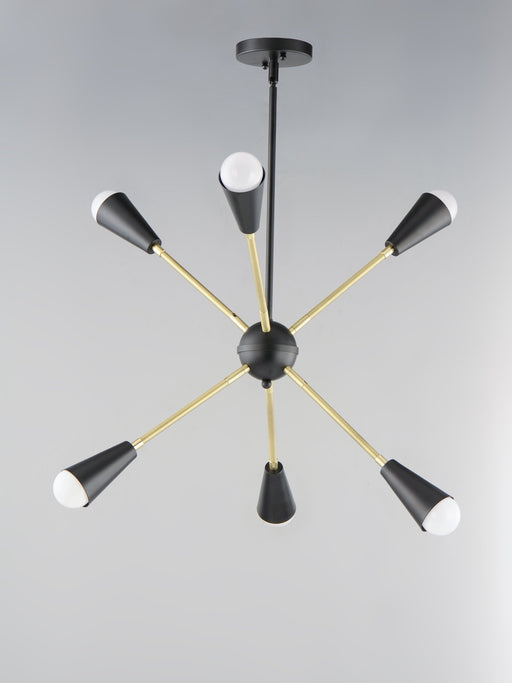 Lovell 6 Light Chandelier in Black / Satin Brass