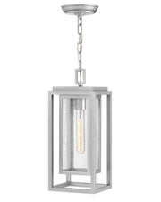Republic Medium Outdoor Hanging Lantern in Satin Nickel