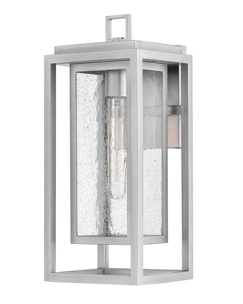Republic Medium Outdoor Wall Lantern in Satin Nickel