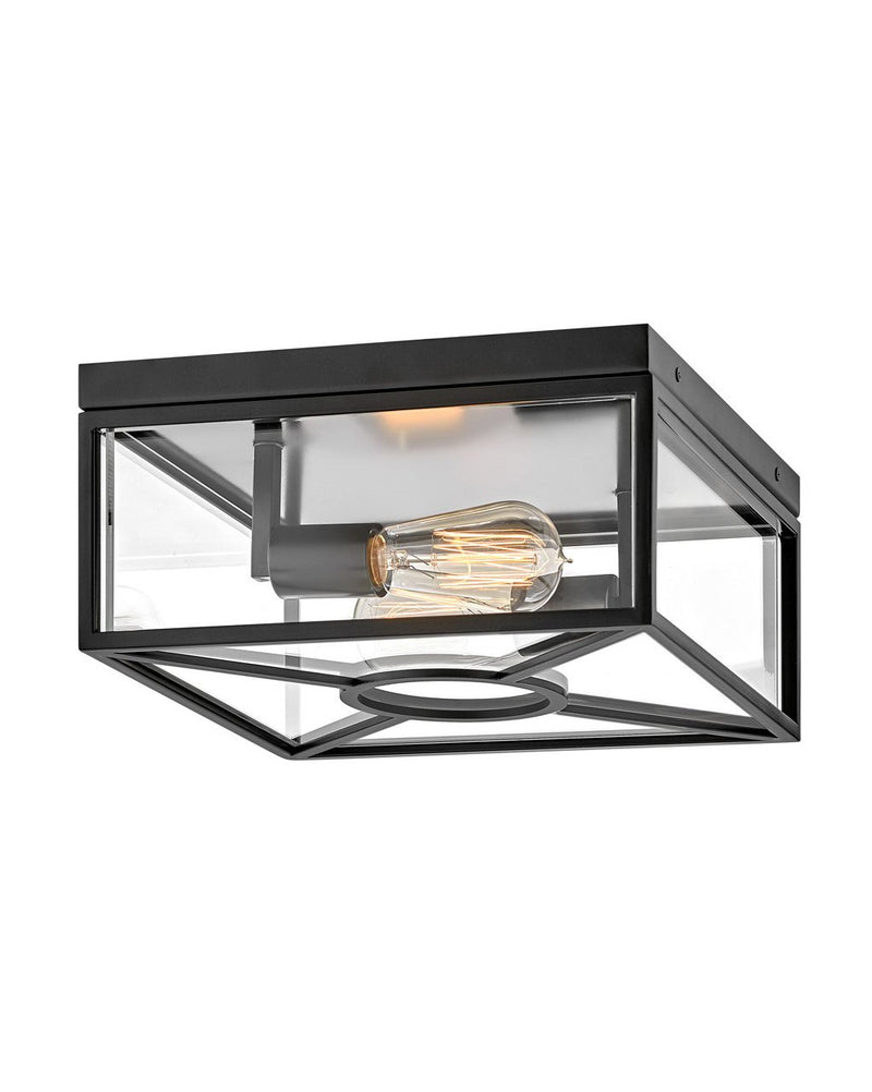Brixton 2-Light Outdoor Flush Mount in Black