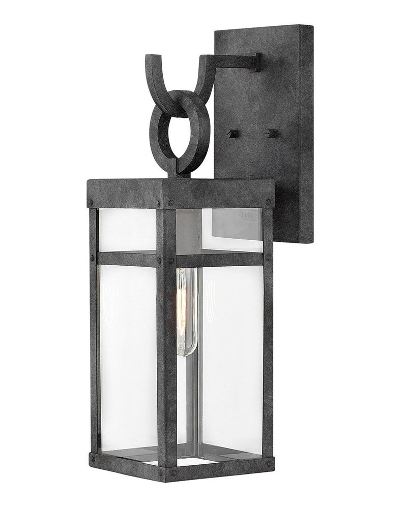 Porter Small Outdoor Wall Lantern in Aged Zinc