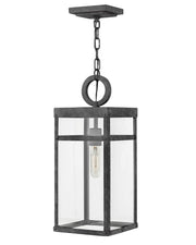 Porter Outdoor Hanging Lantern in Aged Zinc