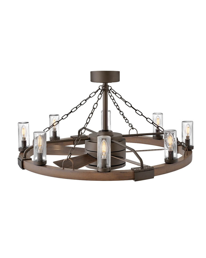 Sawyer 28" Outdoor Smart Ceiling Fan with Light in Metallic Matte Bronze / Sequoia