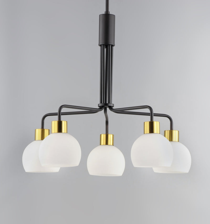 Coraline 5 Light Chandelier in Bronze / Satin Brass