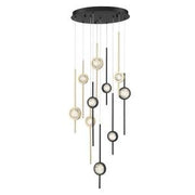 Barletta 10-Light 24" Multi-Drop Pendant in Gold-Black Mix