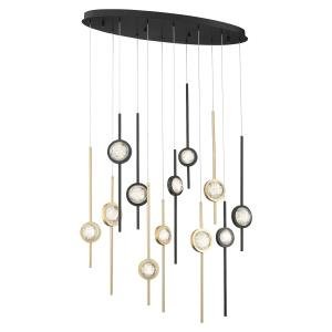 Barletta 12-Light 37.5" Linear Pendant in Gold-Black Mix