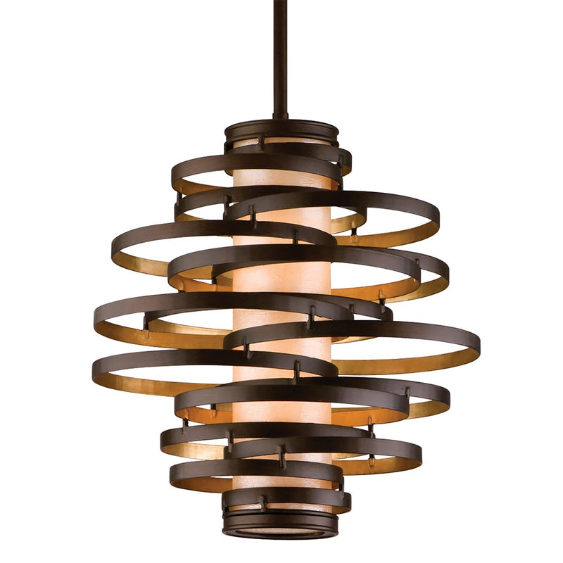 Vertigo 2-Light Pendant in Bronze Leaf / Gold Leaf