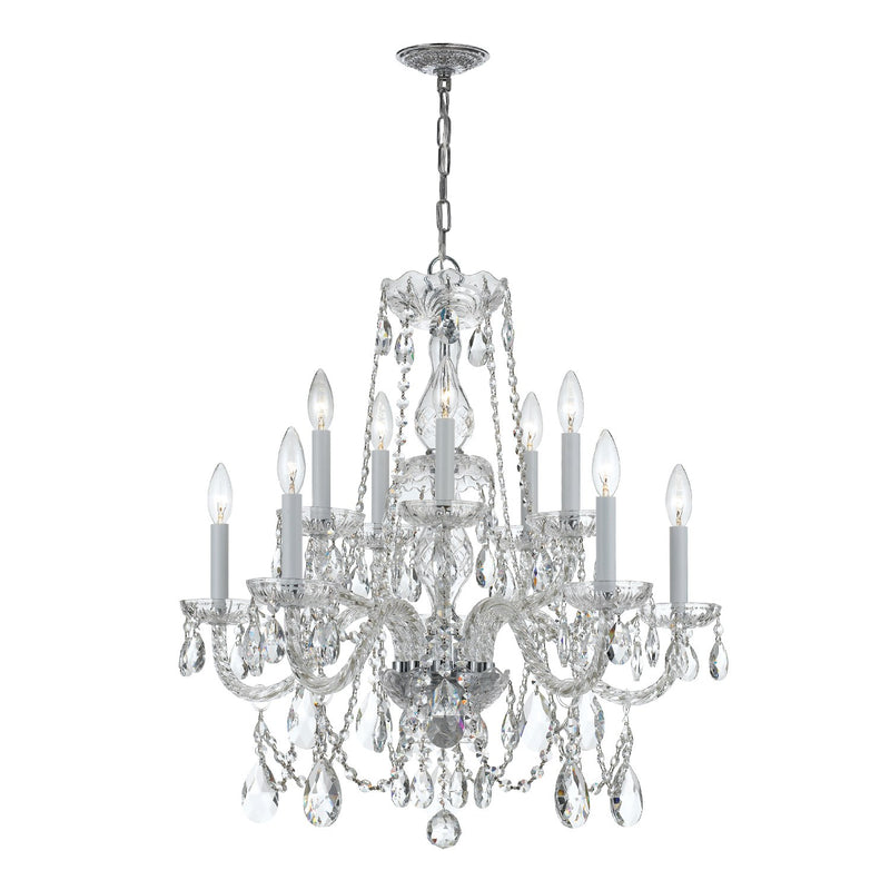 Traditional Crystal 10 Light 26" Chandelier in Polished Chrome