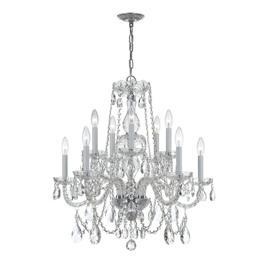 Traditional Crystal 10 Light 26" Chandelier in Polished Chrome
