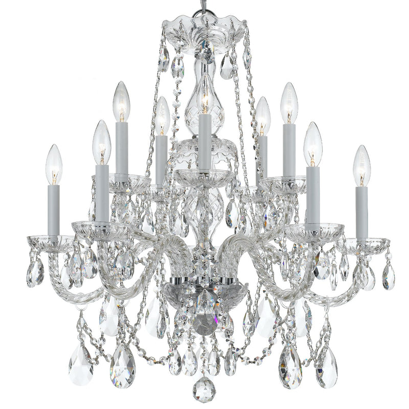 Traditional Crystal 10 Light 26" Chandelier in Polished Chrome