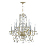 Traditional Crystal 10 Light 26" Chandelier in Polished Brass