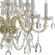 Traditional Crystal 10 Light 26" Chandelier in Polished Brass