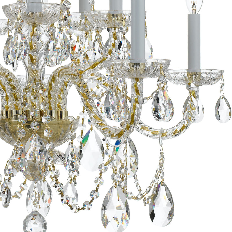 Traditional Crystal 10 Light 26" Chandelier in Polished Brass