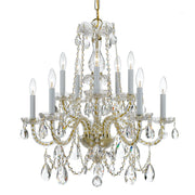 Traditional Crystal 10 Light 26" Chandelier in Polished Brass