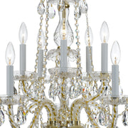 Traditional Crystal 10 Light 26" Chandelier in Polished Brass