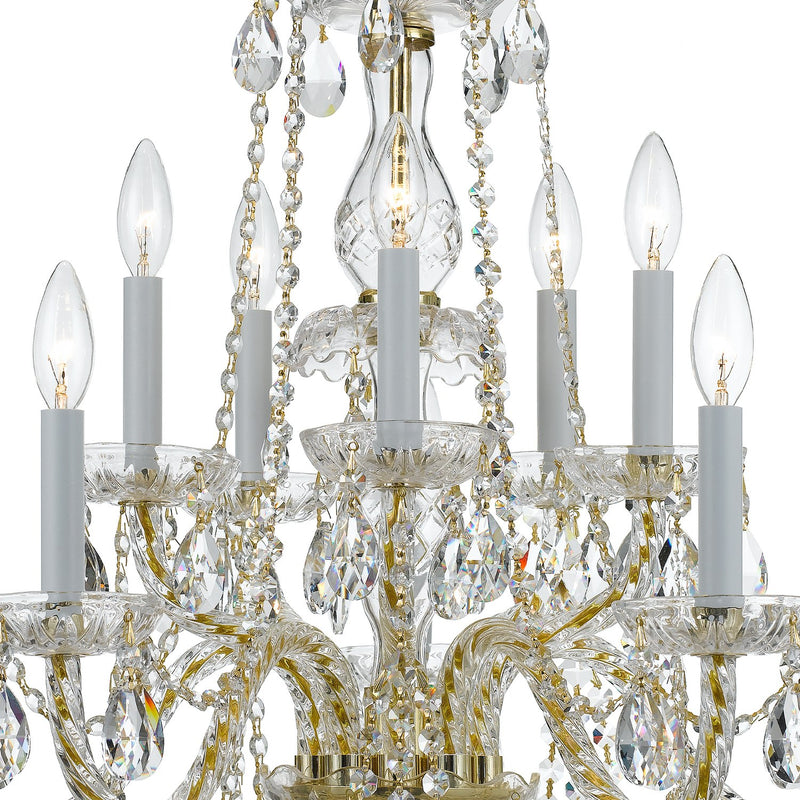 Traditional Crystal 10 Light 26" Chandelier in Polished Brass