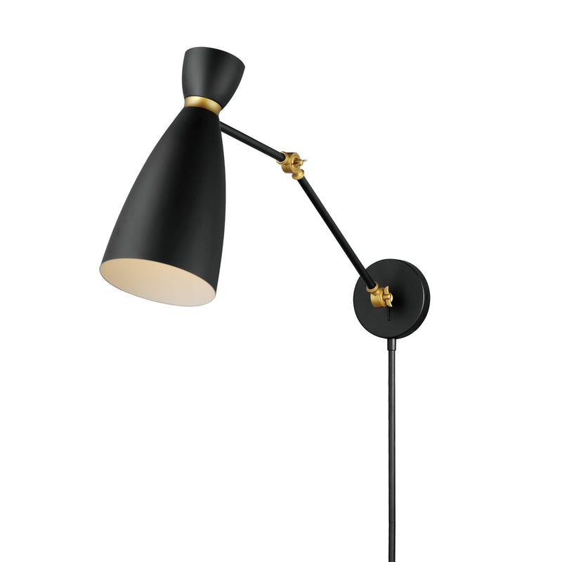 Carillon 1 Light Wall Sconce in Black / Satin Brass