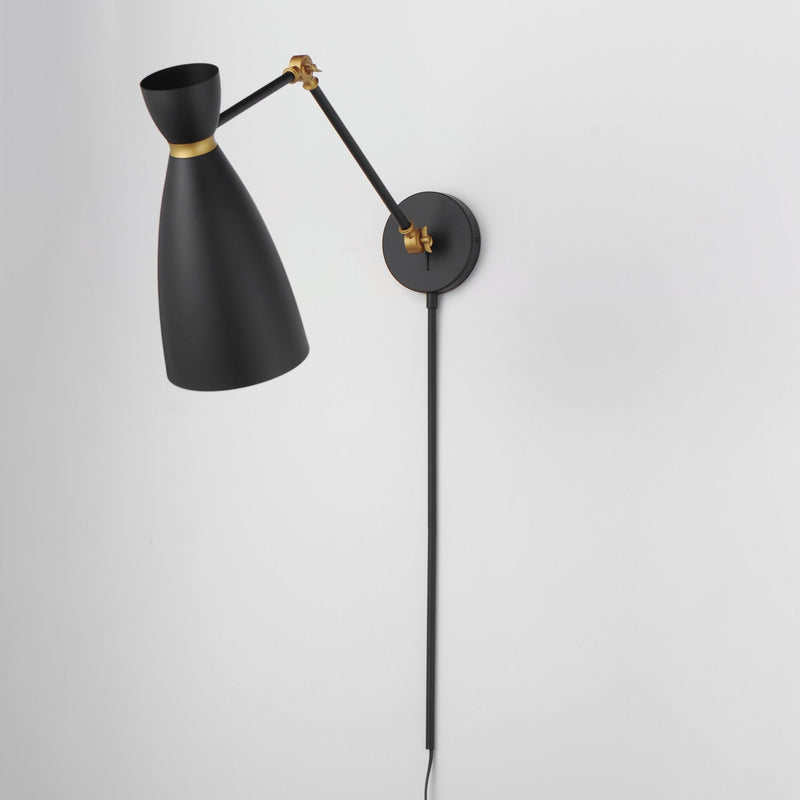 Carillon 1 Light Wall Sconce in Black / Satin Brass