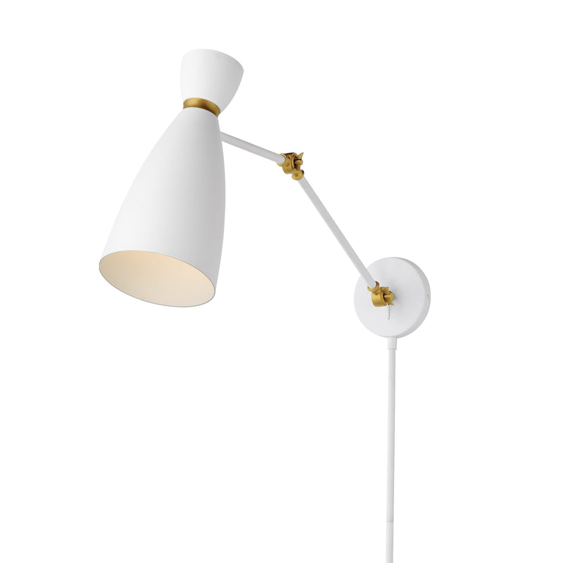 Carillon 1 Light Wall Sconce in White / Satin Brass