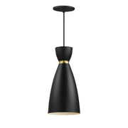 Carillon 1 Light Elongated Mini Pendant in Black / Satin Brass