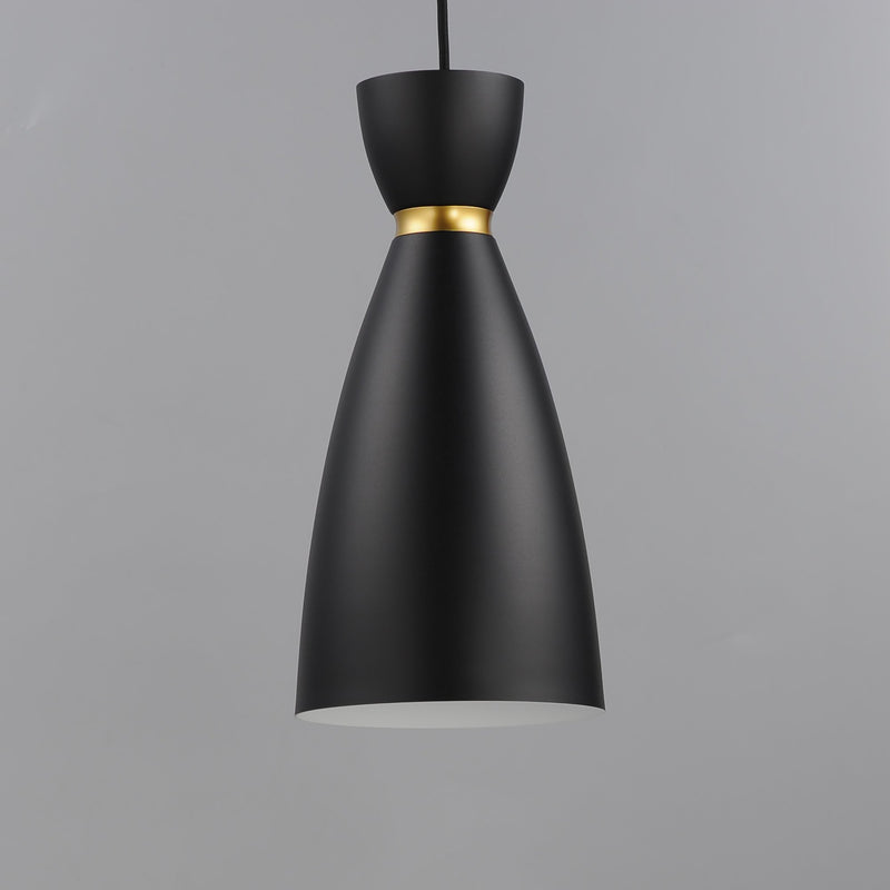 Carillon 1 Light Elongated Mini Pendant in Black / Satin Brass