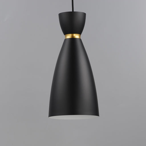 Carillon 1 Light Elongated Mini Pendant in Black / Satin Brass