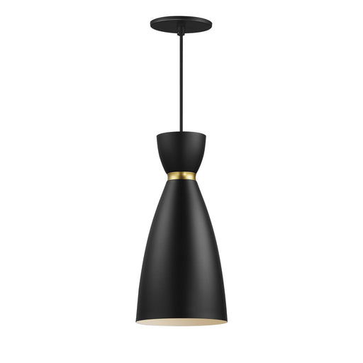 Carillon 1 Light Elongated Mini Pendant in Black / Satin Brass