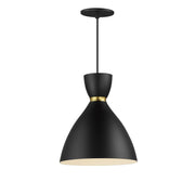 Carillon 11" Mini Pendant in Black / Satin Brass
