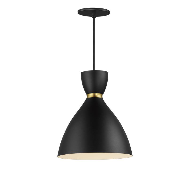 Carillon 11" Mini Pendant in Black / Satin Brass