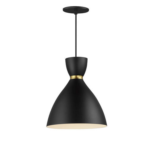 Carillon 11" Mini Pendant in Black / Satin Brass