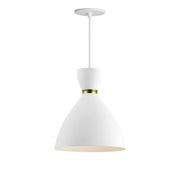Carillon 11" Mini Pendant in White / Satin Brass