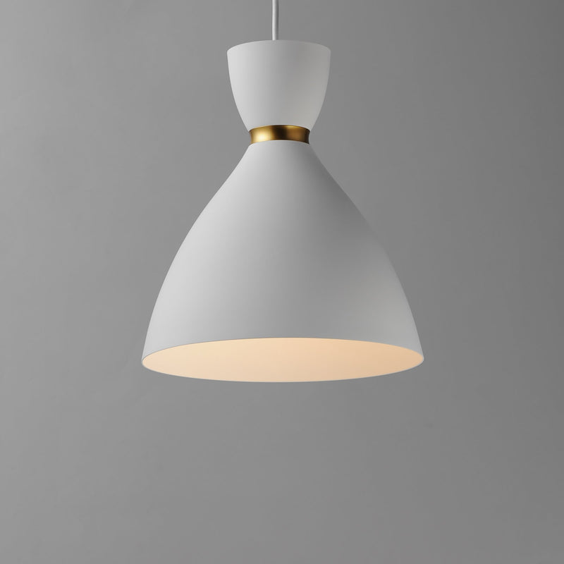 Carillon 11" Mini Pendant in White / Satin Brass