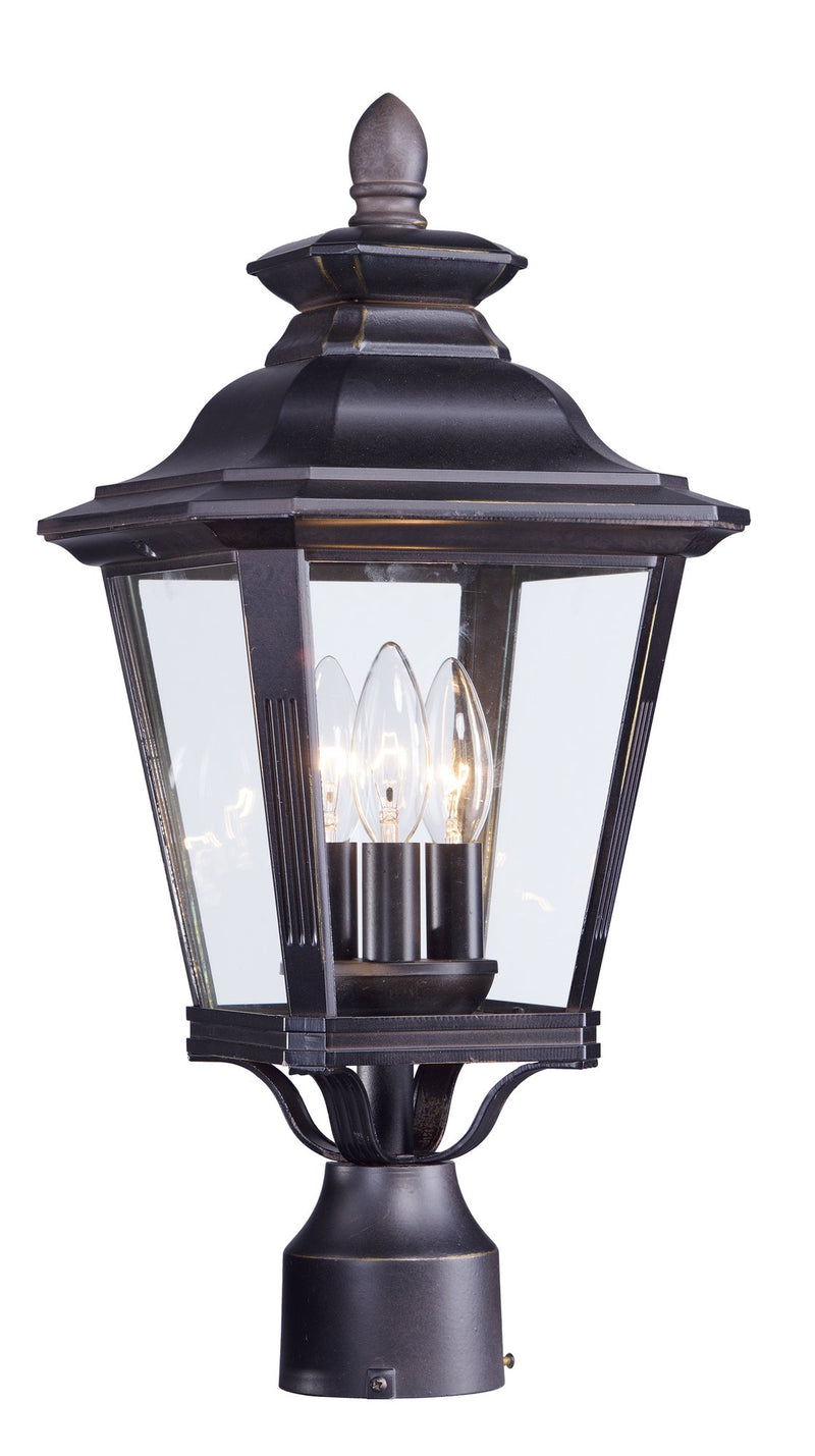 Knoxville 3 Light 9" Outdoor Post Lantern in Bronze