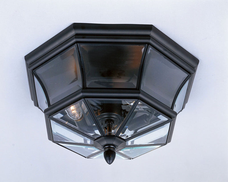 Newbury 3-Light Outdoor Flush Mount in Mystic Black