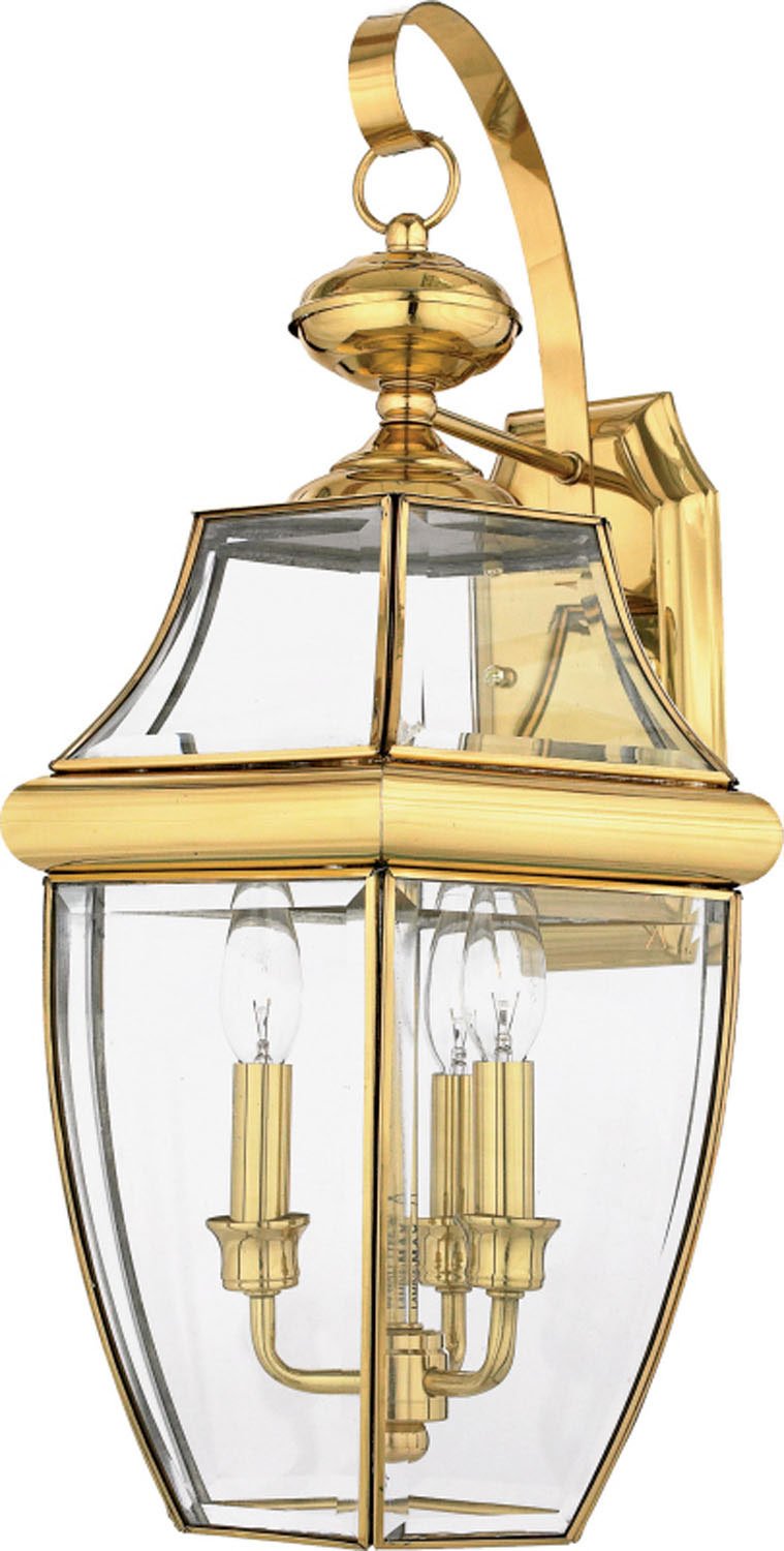 Newbury 3-Light Outdoor Wall Lantern in Polished Brass