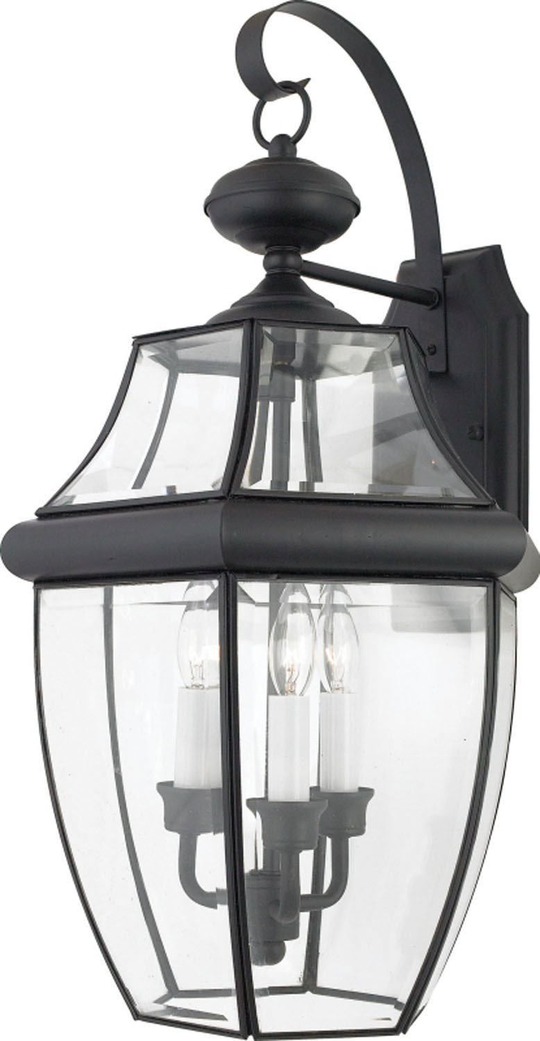 Newbury 3-Light Outdoor Wall Lantern in Mystic Black