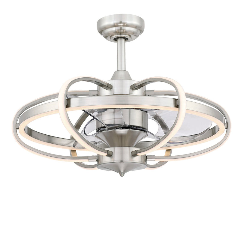 Obvi 22" Ceiling Fan with LED Light in Brushed Nickel / Clear Blades