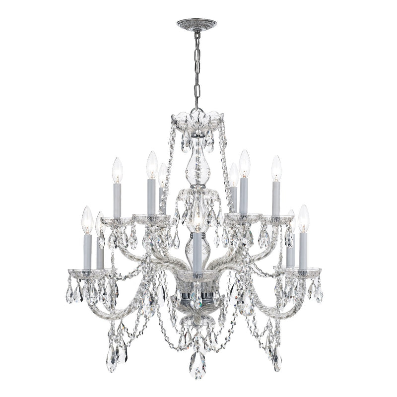 Traditional Crystal 12 Light 31" Chandelier in Polished Chrome