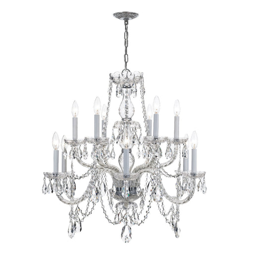 Traditional Crystal 12 Light 31" Chandelier in Polished Chrome