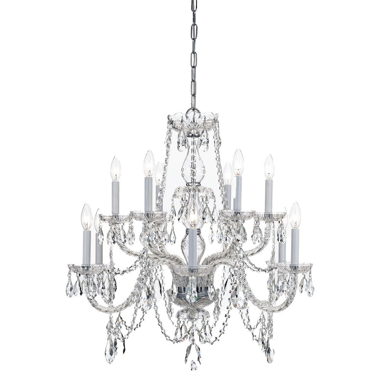 Traditional Crystal 12 Light 31" Chandelier in Polished Chrome