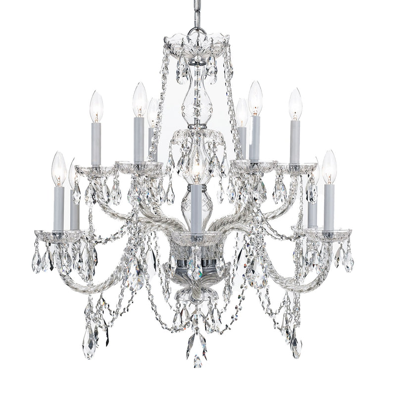 Traditional Crystal 12 Light 31" Chandelier in Polished Chrome