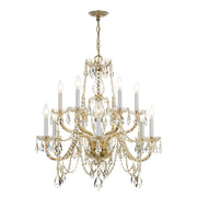 Traditional Crystal 12 Light 31" Chandelier in Polished Brass