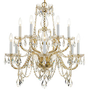 Traditional Crystal 12 Light 31" Chandelier in Polished Brass