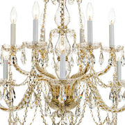 Traditional Crystal 12 Light 31" Chandelier in Polished Brass